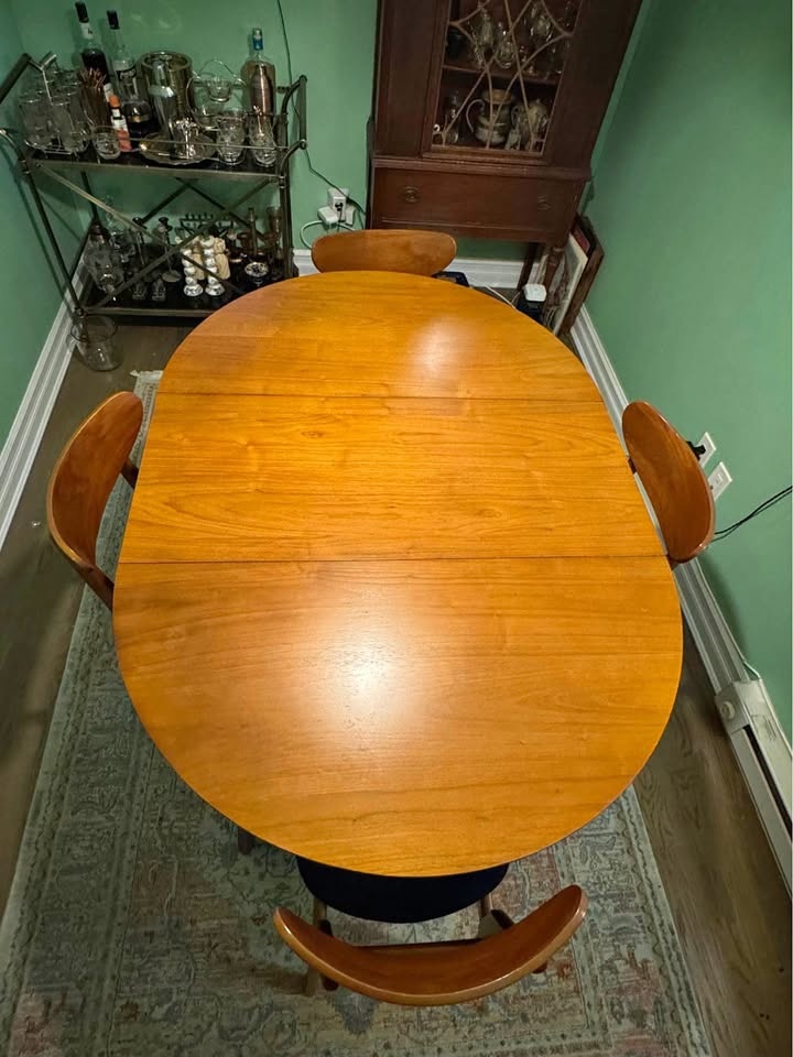 West Elm acorn dining table with leaf and 4 chairs