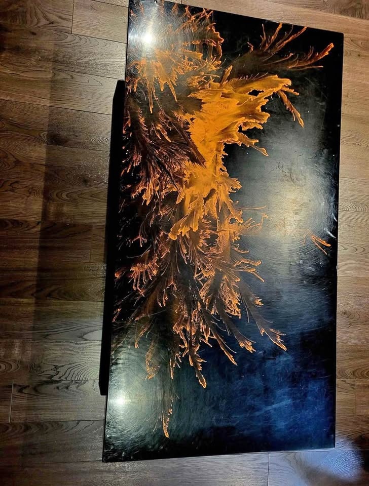 Vintage Coffee Table. Black Lacquered Wood Design