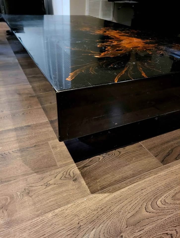 Vintage Coffee Table. Black Lacquered Wood Design - photo 5