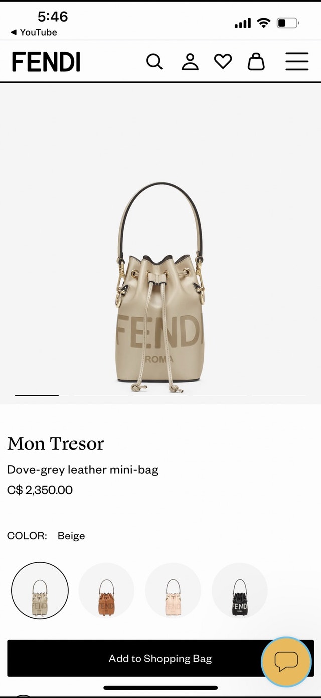 FENDI Mon Tresor Dove-gray leather mini-bag
