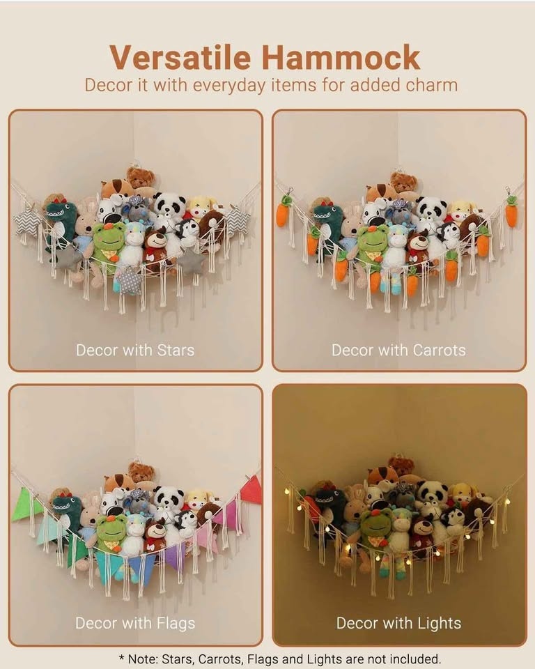 Stuffed Animal Storage Hammock - Boho Corner Stuffy Storage- Gre - photo 4