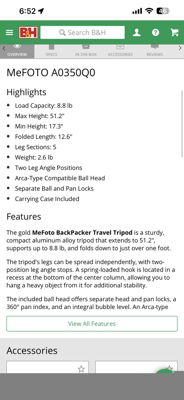 MeFoto Backpacker Travel Tripod (gold) - photo 5