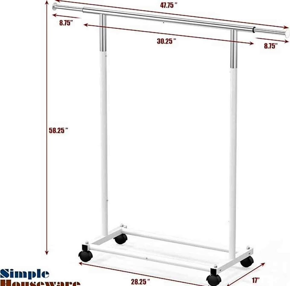 SimpleHouseware Standard Rod Garment Rack – White
