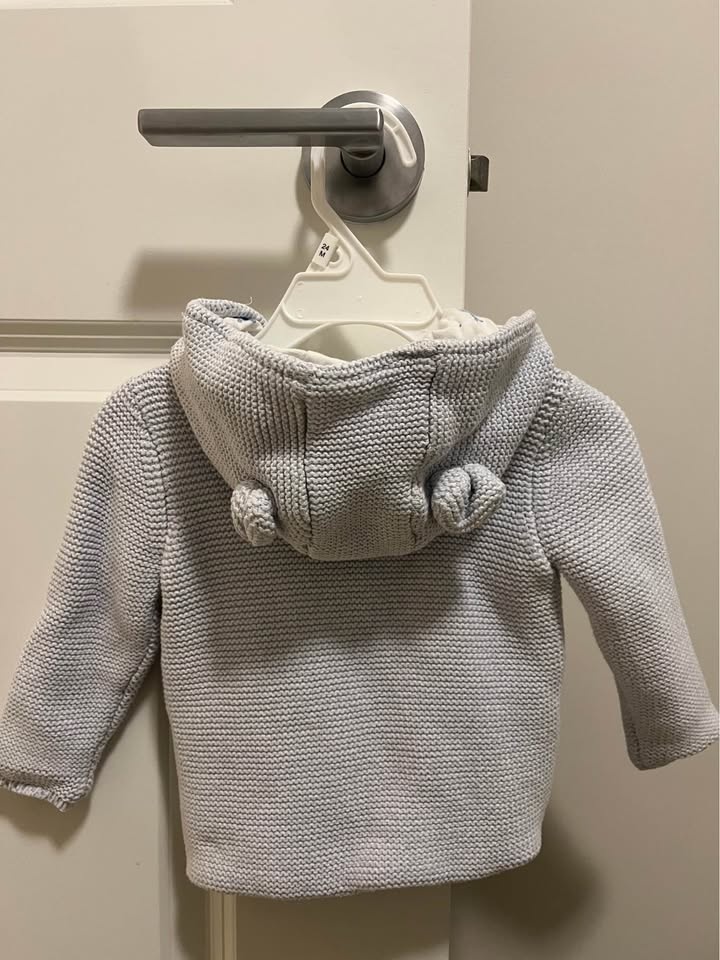 Baby cardigan jacket with hat with cotton lining (baby blue colo - photo 2