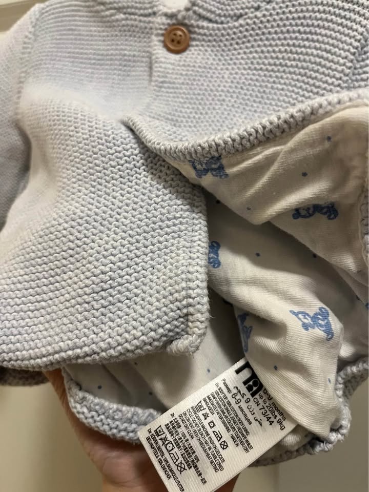 Baby cardigan jacket with hat with cotton lining (baby blue colo - photo 3