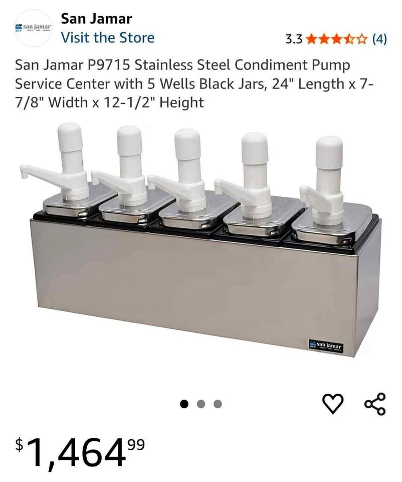 San jamar condiment sauce pump 5 well station