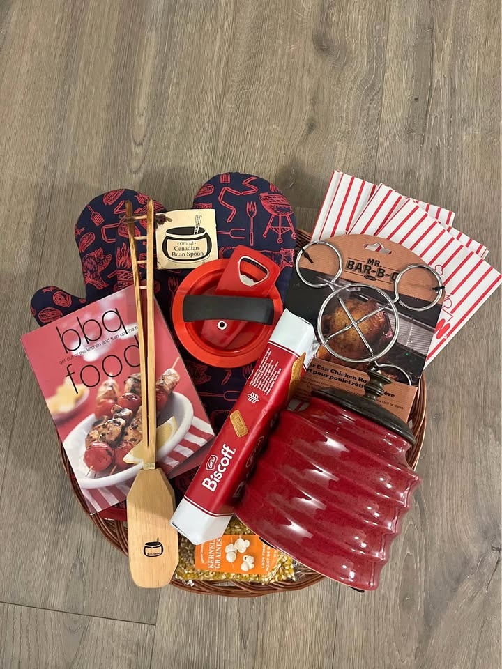 Cozy thrifted BBQ & Kitchen Gift Basket – One-of-a-Kind