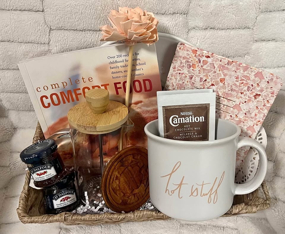 French Press, Mug, Cookbook + More basket