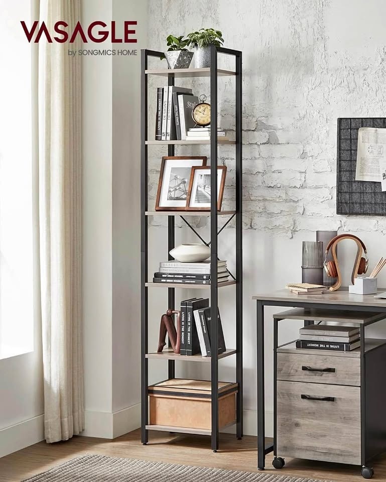 VASAGLE 6-Tier Industrial Bookcase – New in Box