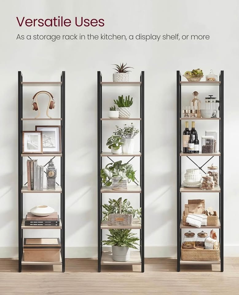 VASAGLE 6-Tier Industrial Bookcase – New in Box - photo 4