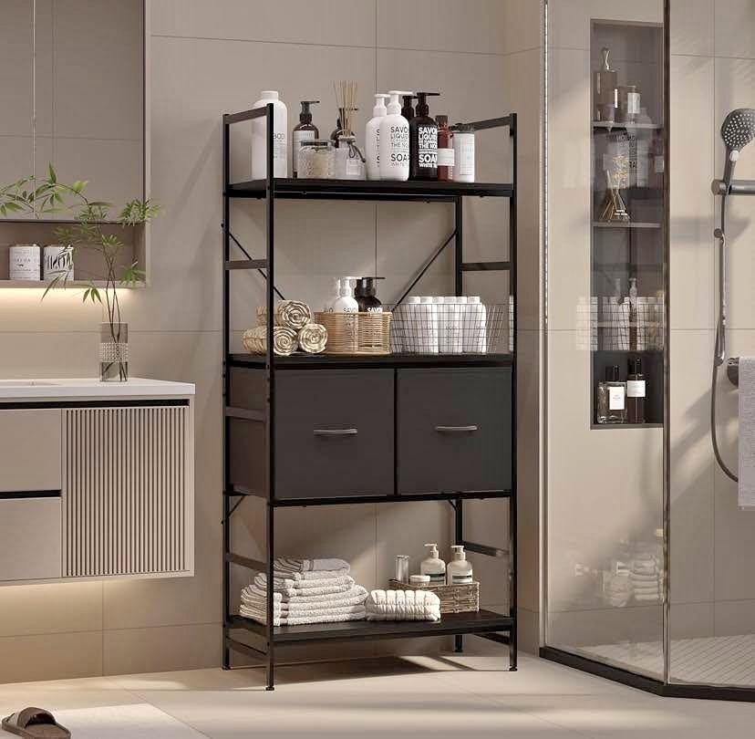 Brand New 4-Tier Storage shelf with 2 Drawers