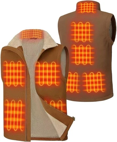 GOTOBI Men's Heated Vest 16000mAh Camel Canvas Sherpa