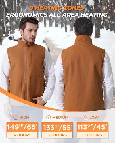 GOTOBI Men's Heated Vest 16000mAh Camel Canvas Sherpa - photo 4