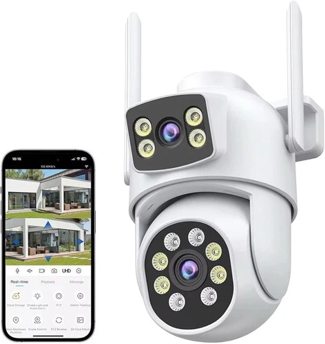 6MP Dual Lens PTZ Security Camera 360° Outdoor