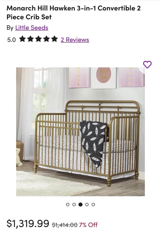 3-in-1 Convertible Crib – Gold Finish - photo 3