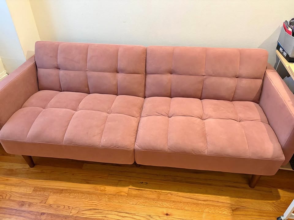 Velvet Futon Sofa Bed (pink, rose)