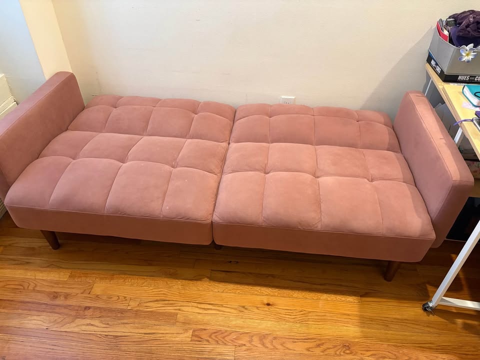 Velvet Futon Sofa Bed (pink, rose) - photo 3