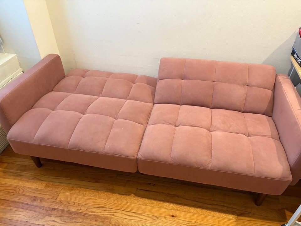 Velvet Futon Sofa Bed (pink, rose) - photo 4