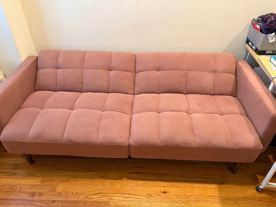 Velvet Futon Sofa Bed (pink, rose) - photo 5
