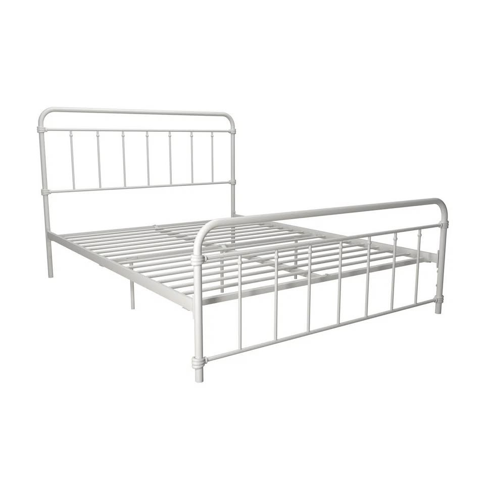 Queen White Farmhouse Style Metal Platform Bed - BRAND NEW - photo 5