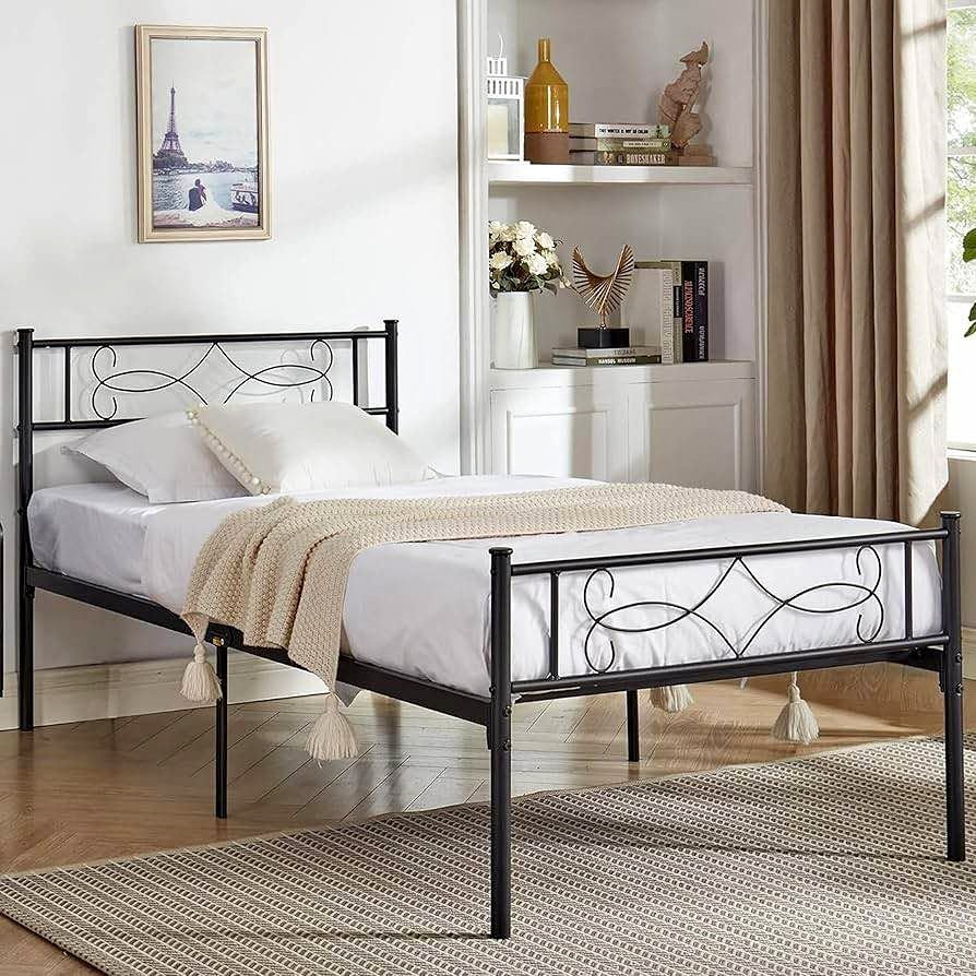 Twin/Single Metal Platform Bed with Metal Slats - BRAND NEW