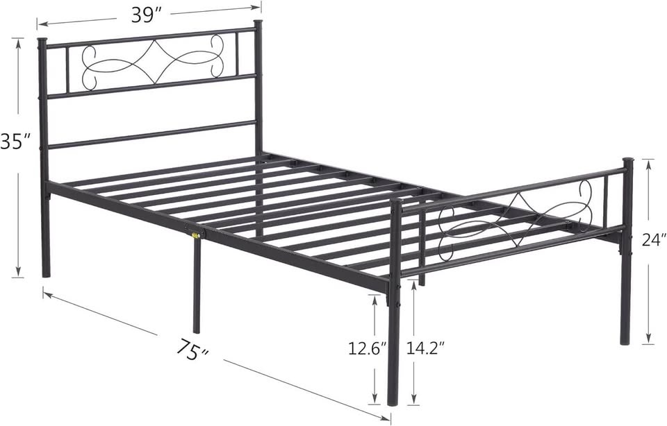 Twin/Single Metal Platform Bed with Metal Slats - BRAND NEW - photo 3