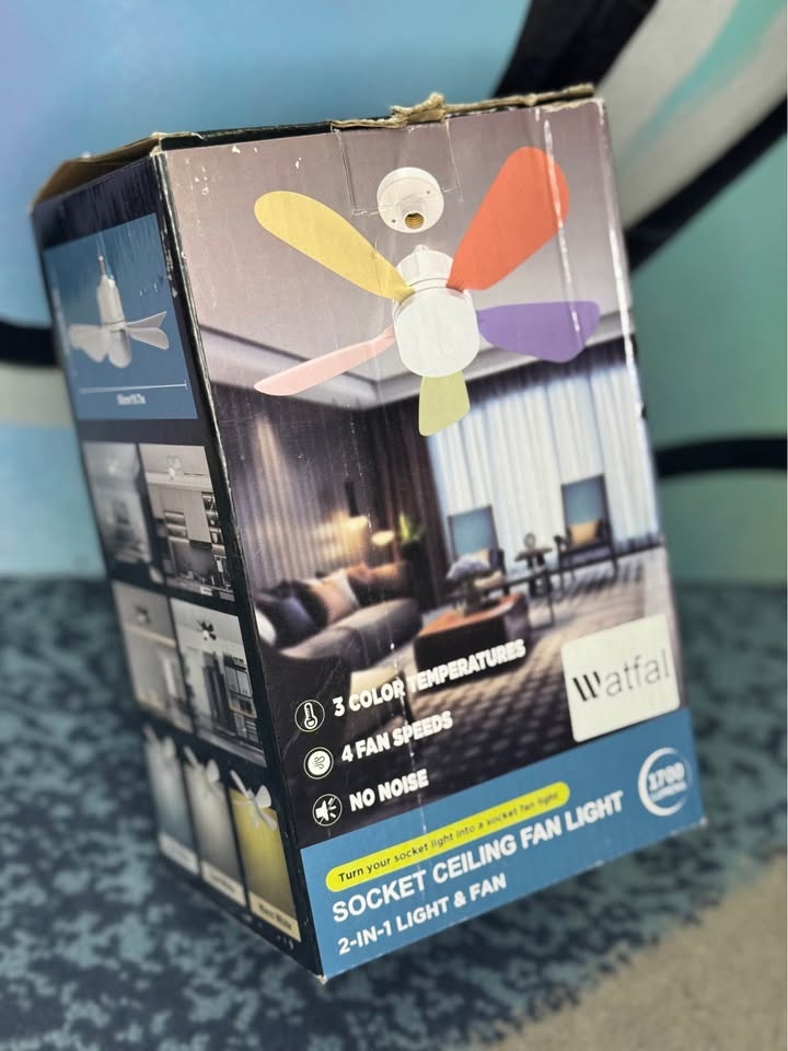 🆕💡🌬️ BRAND NEW! 2-in-1 LED Socket Ceiling Fan Light - photo 3