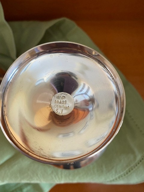 Silver plated brass wine holder and two goblets - photo 3