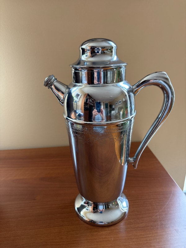 Vintage chrome plated metal wine decanter