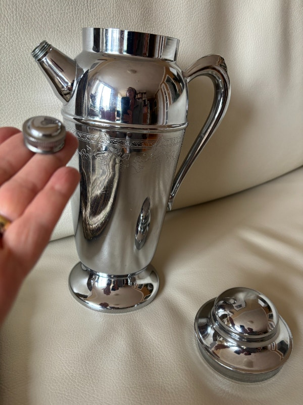 Vintage chrome plated metal wine decanter - photo 2