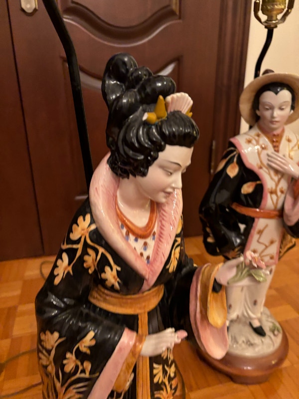 Vintage (damaged)Italian Ceramic Japanese Lamp Bases
