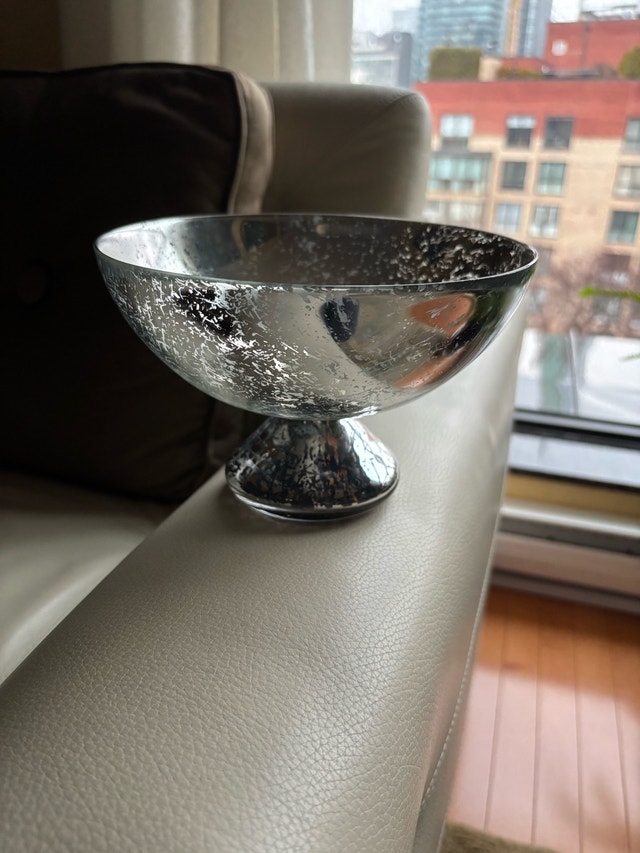 Silver Mercury Glass Decorative Bowl