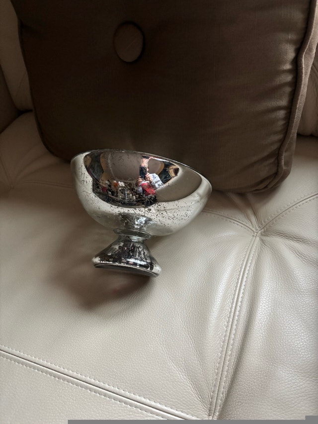 Silver Mercury Glass Decorative Bowl - photo 3