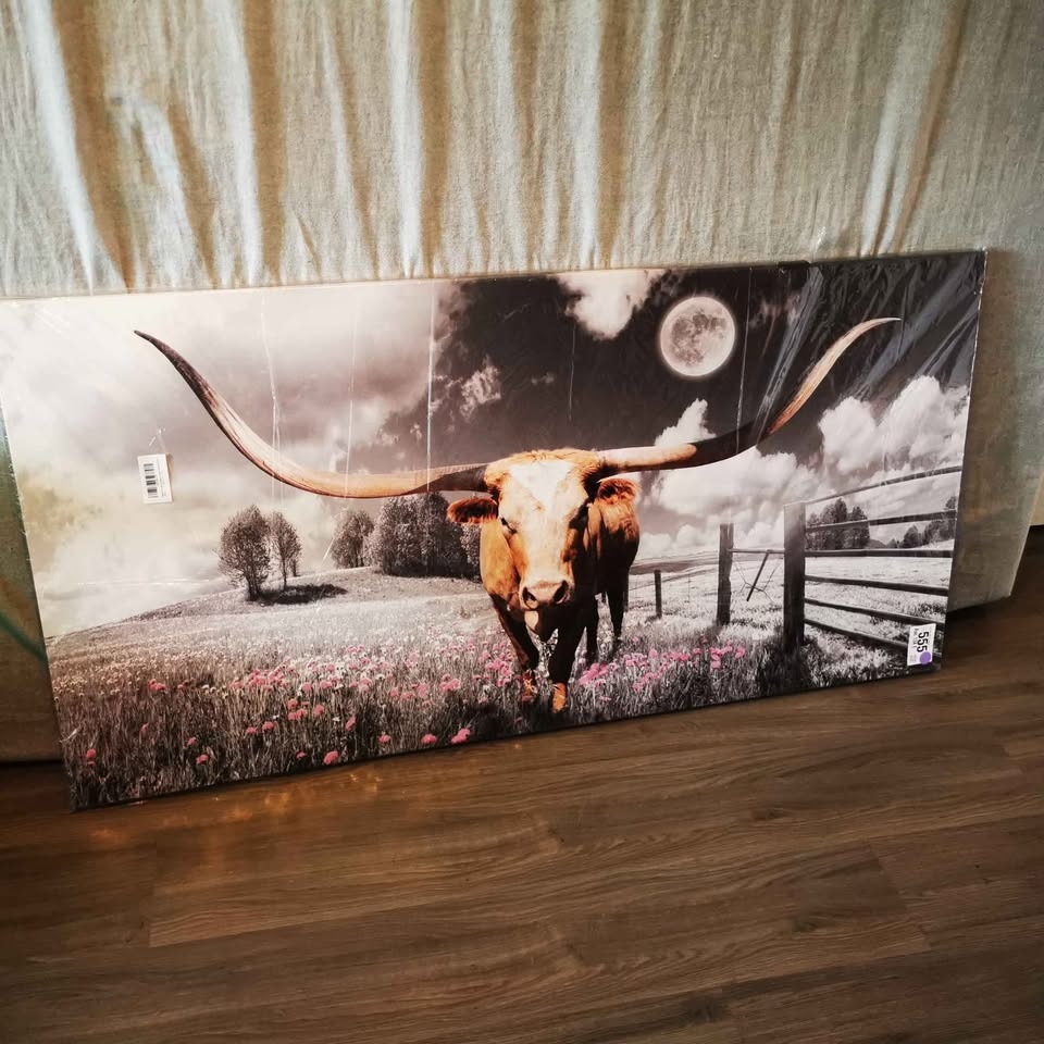 highland cow art canvas 30x60 - photo 4