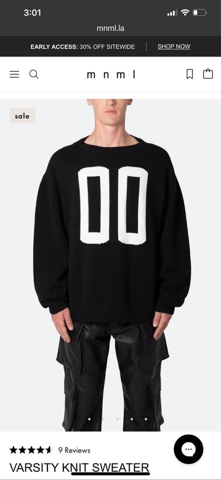 MNMI black varsity sweater size XXXL