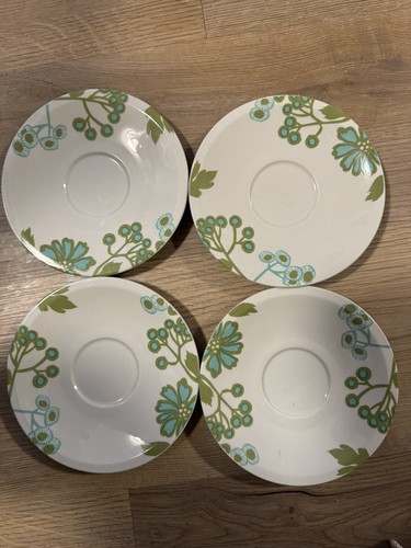 Set of 8 VILLEROY & BOCH SCARLETT FLAT CUPS & SAUCERS 2 1/2"