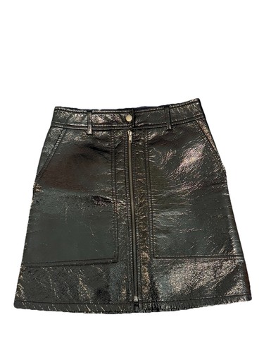 H&M Faux Vegan Leather Black Mini Skirt Sz 8