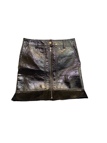 H&M Faux Vegan Leather Black Mini Skirt Sz 8 - photo 2