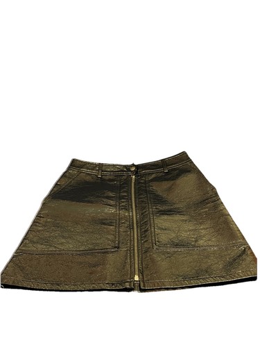 H&M Faux Vegan Leather Black Mini Skirt Sz 8 - photo 4