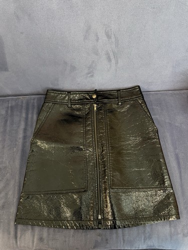 H&M Faux Vegan Leather Black Mini Skirt Sz 8 - photo 5