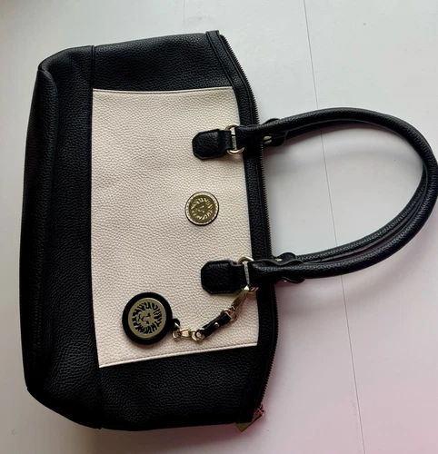 Anne Klein Hobo Handbag Black and Cream