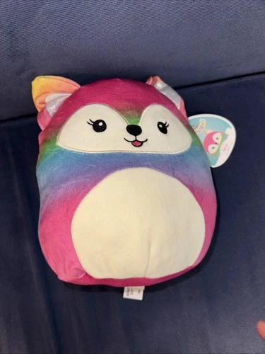 Squishmallows 7” Xenia Ombré Rainbow Fox Kellytoy 2021 NWT