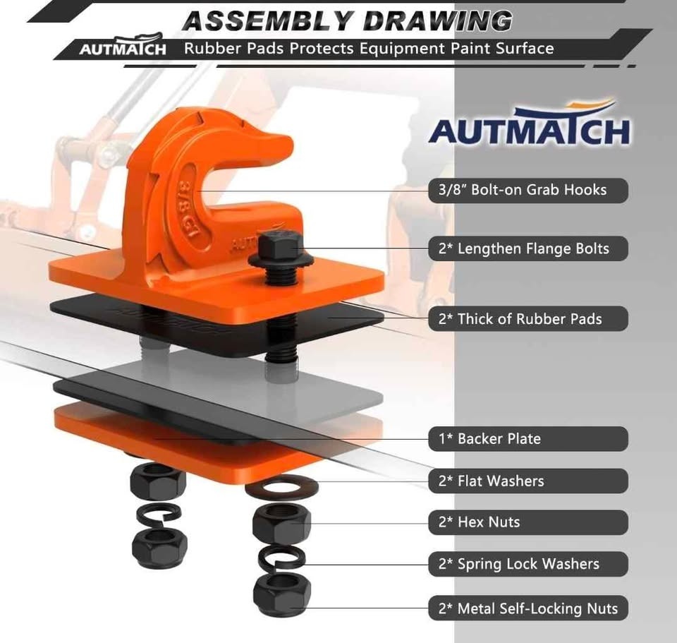AUTMATCH Tractor Bucket Grab Hook 3/8" (2 Pack) - photo 2