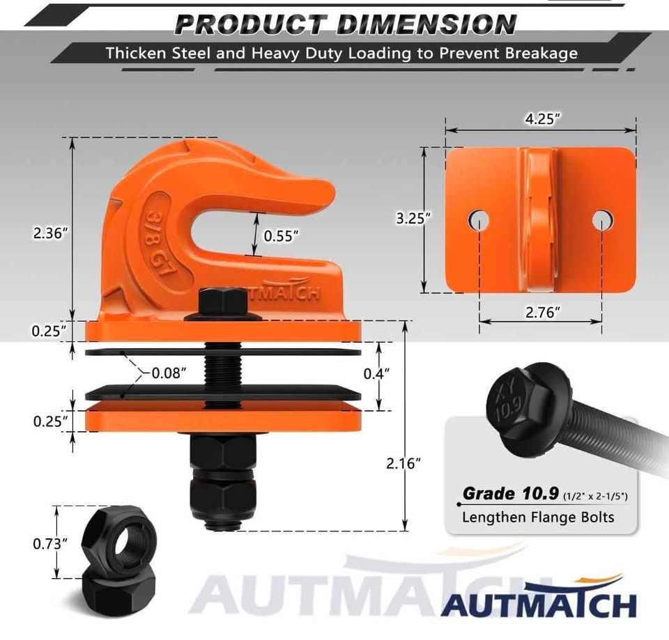 AUTMATCH Tractor Bucket Grab Hook 3/8" (2 Pack) - photo 4