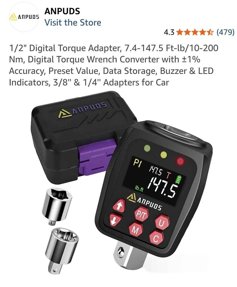 1/2" Digital Torque Adapter