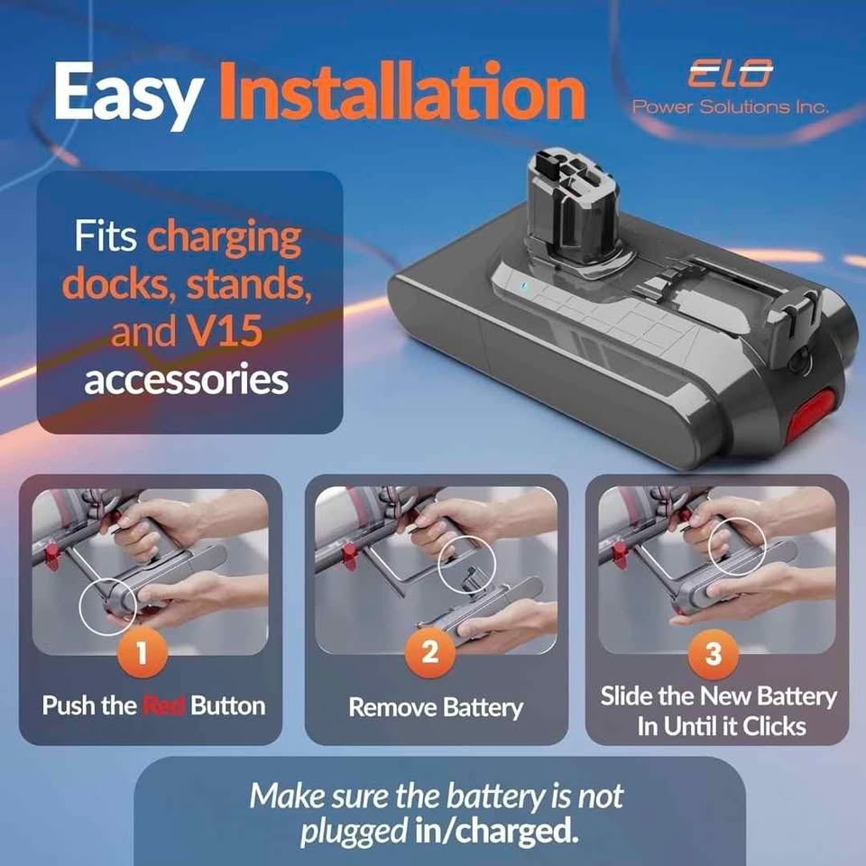 ELO V15 Replacement Battery for Dyson Vacuums - Extended - photo 3