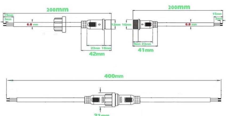 YETOR Waterproof Connectors 2 Wire, 16AWG Male Female Plug - photo 3
