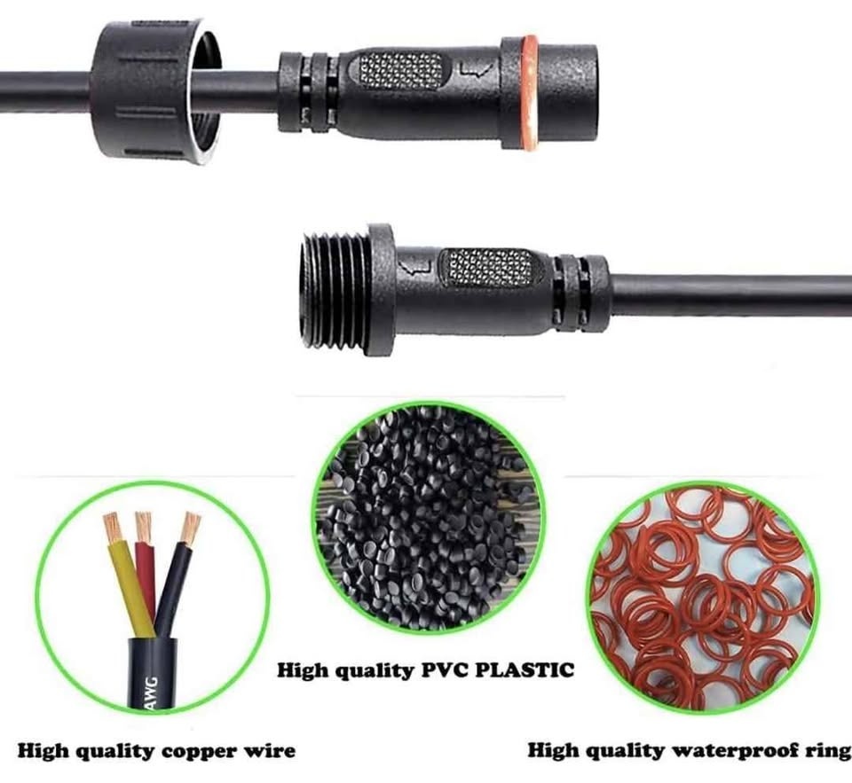 YETOR Waterproof Connectors 2 Wire, 16AWG Male Female Plug - photo 4