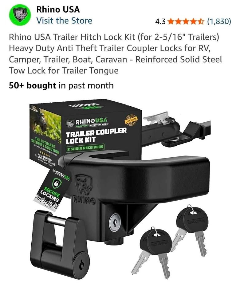 Rhino USA Trailer Hitch Lock Kit