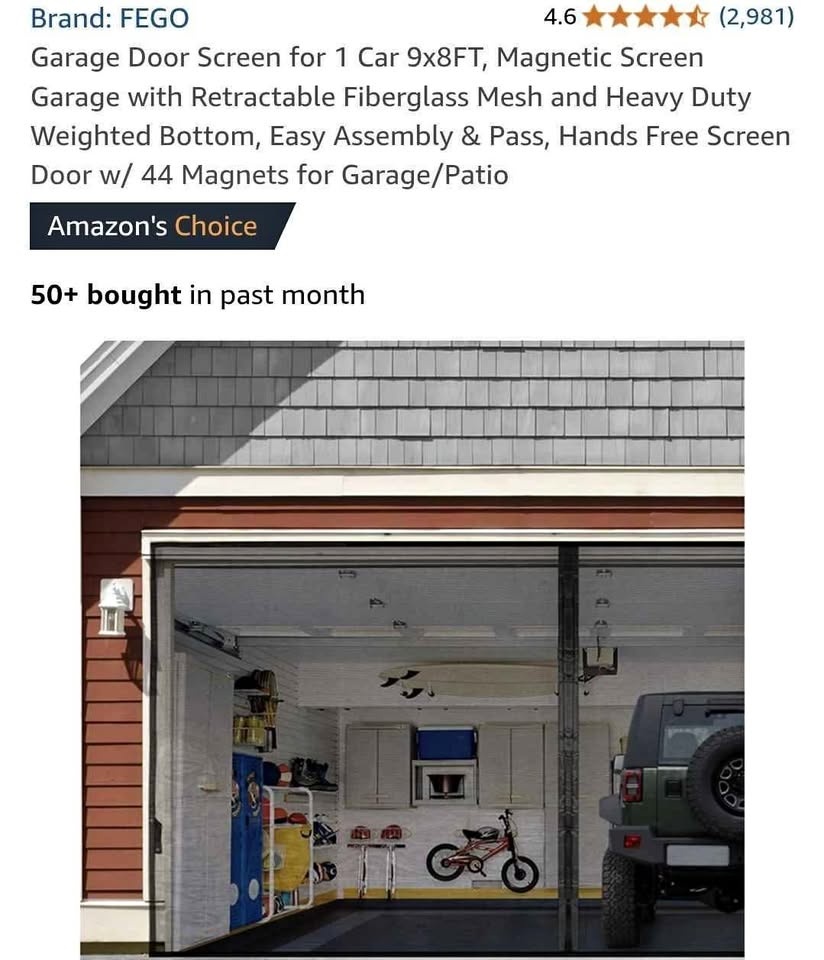 Garage Door Screen for 1 Car 9x8FT